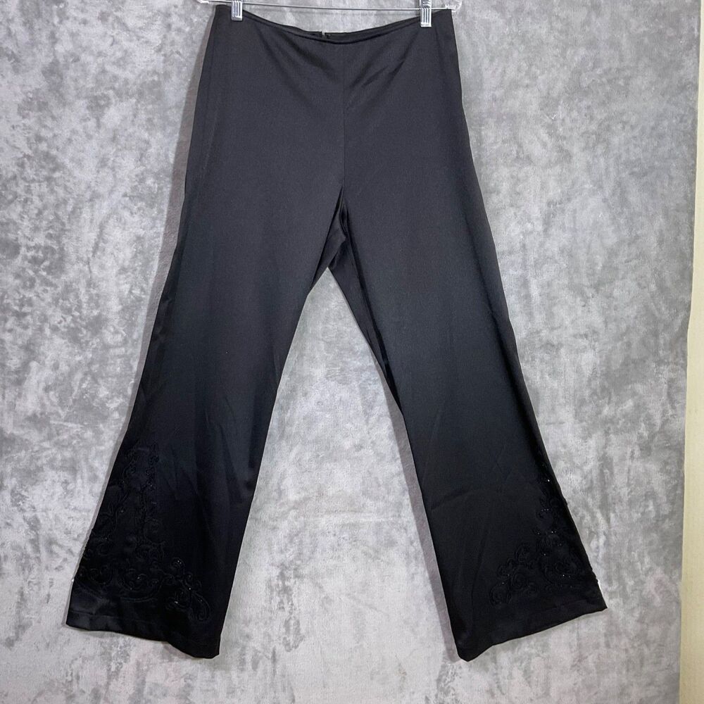 KM Collections Milla Bell Satin Pants women’s size 12 Beaded Holiday party wed.